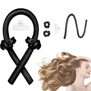 Heatless Curling Rod Headband Set — No Heat Curlers for Long Hair, Silk Hair Rollers with Scrunchies